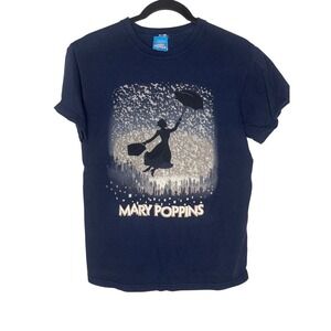 Vintage 2000's Y2K Disney Mary Poppins Navy Blue Musical Broadway T-shirt Small